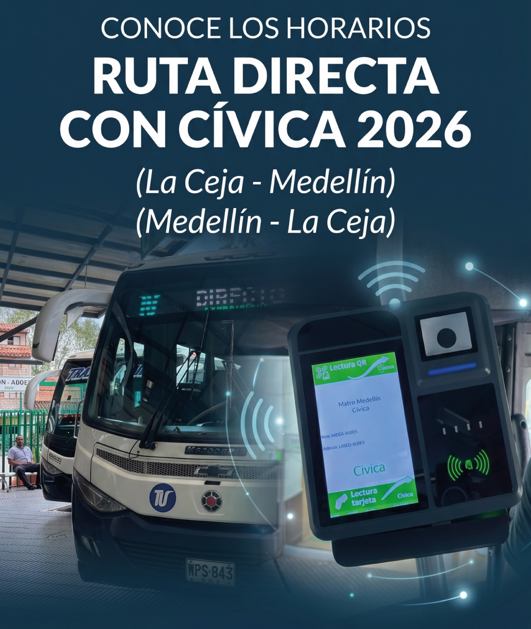 Horarios de la Ruta Directa con Cívica de TransUnidos entre La Ceja y Medellín  - Medellín - La Ceja.